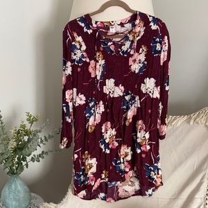Maroon Floral Dress